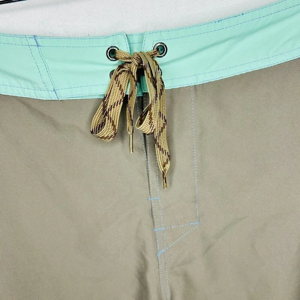 Howler Brother Swim Trunks Men's Sz 33 x 9 Board Shorts Brown Aqua